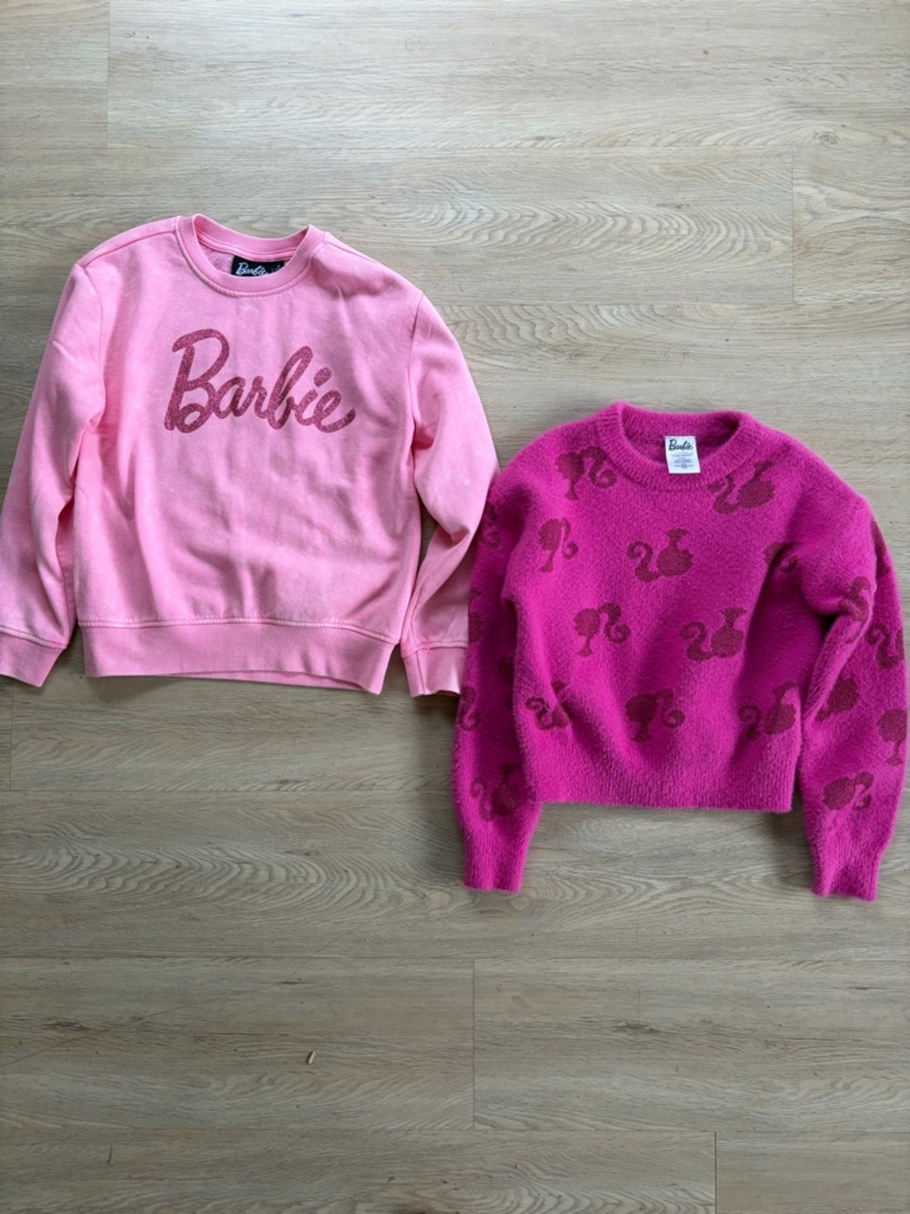 NEW Barbie Sweatshirt bundle  7/8 & 8 - fuzzy hot pink sweater / pink sweatshirt
